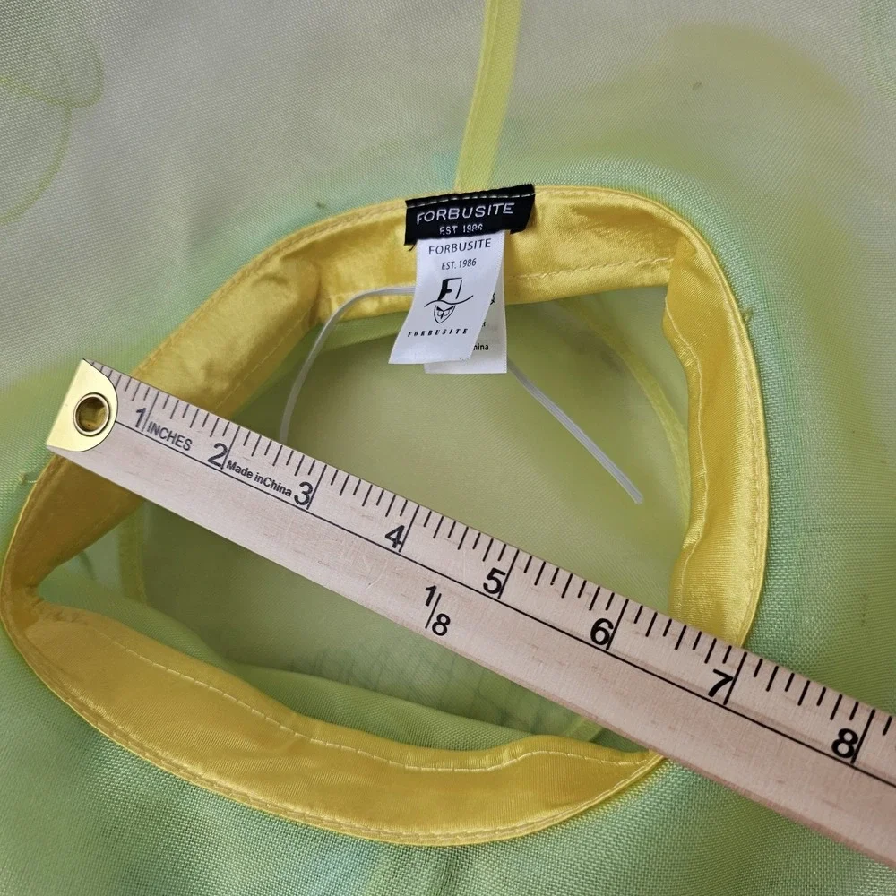 Forbusite Hat Womens Yellow Green Derby Church Easter Wide Brim Tea Garden Party